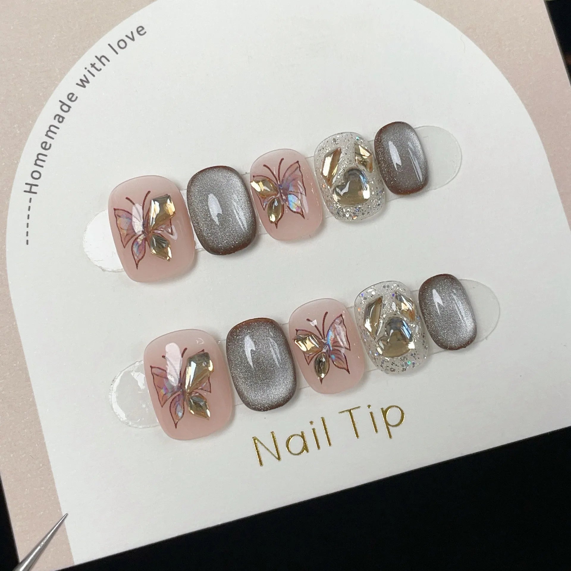10Pcs Red Oval Press-On Nails Cute Tomato Design