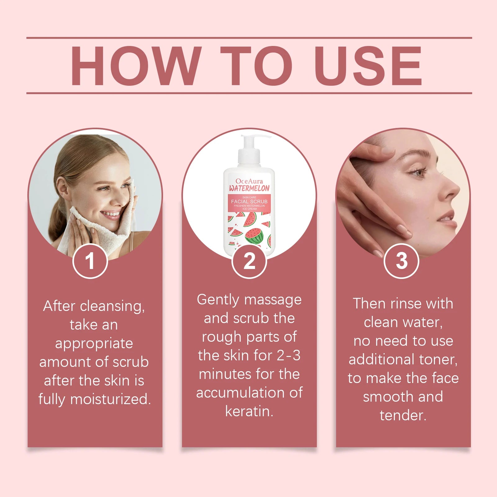 Oceaura Watermelon Face Scrub Cream for Smooth and Soft Skin Vervelle