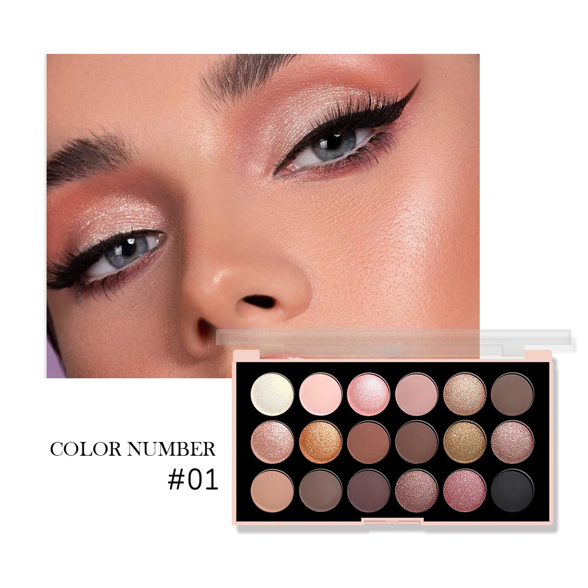 18-Color Eyeshadow Palette – Pearlescent, Matte, Long-Lasting,