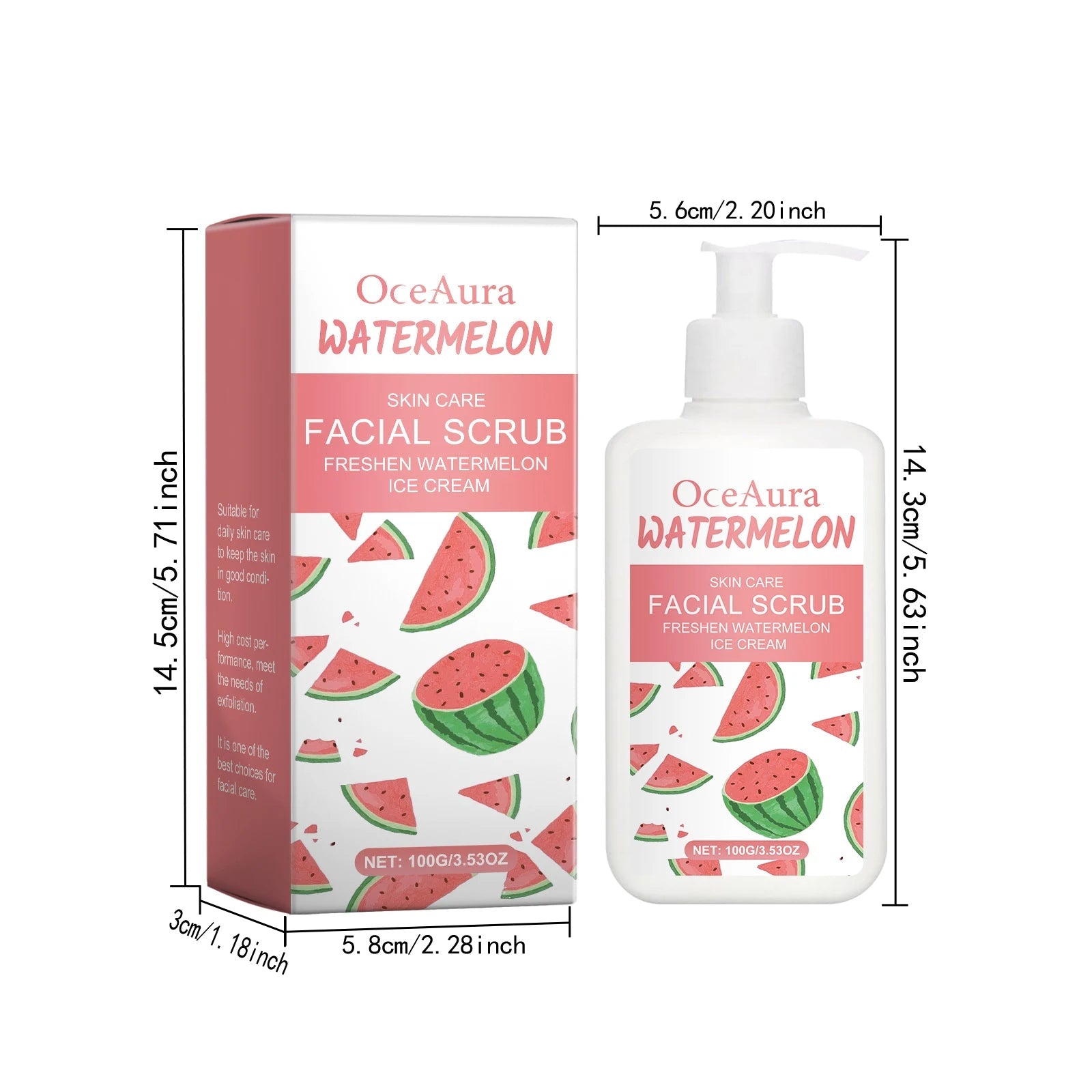 Oceaura Watermelon Face Scrub Cream for Smooth and Soft Skin Vervelle