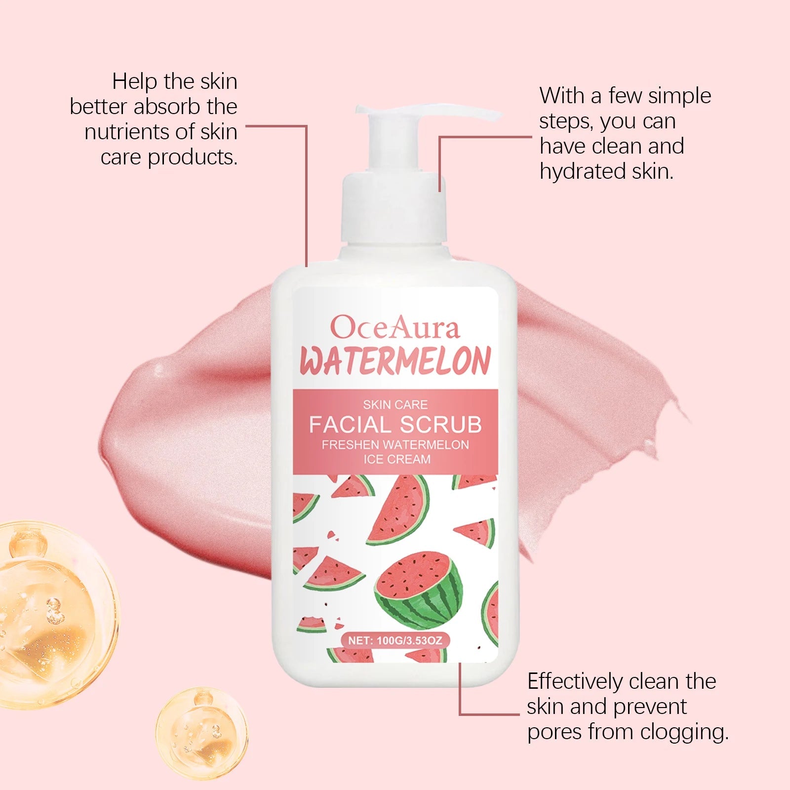 Oceaura Watermelon Face Scrub Cream for Smooth and Soft Skin Vervelle