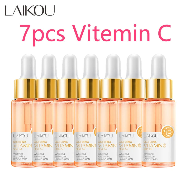 LAIKOU 7 Bottles 24K Gold Snail Sakura Hyluronic Acid Vitamin C Nicotinamida Rose Blueberry Serum Japan Essential Face Essences