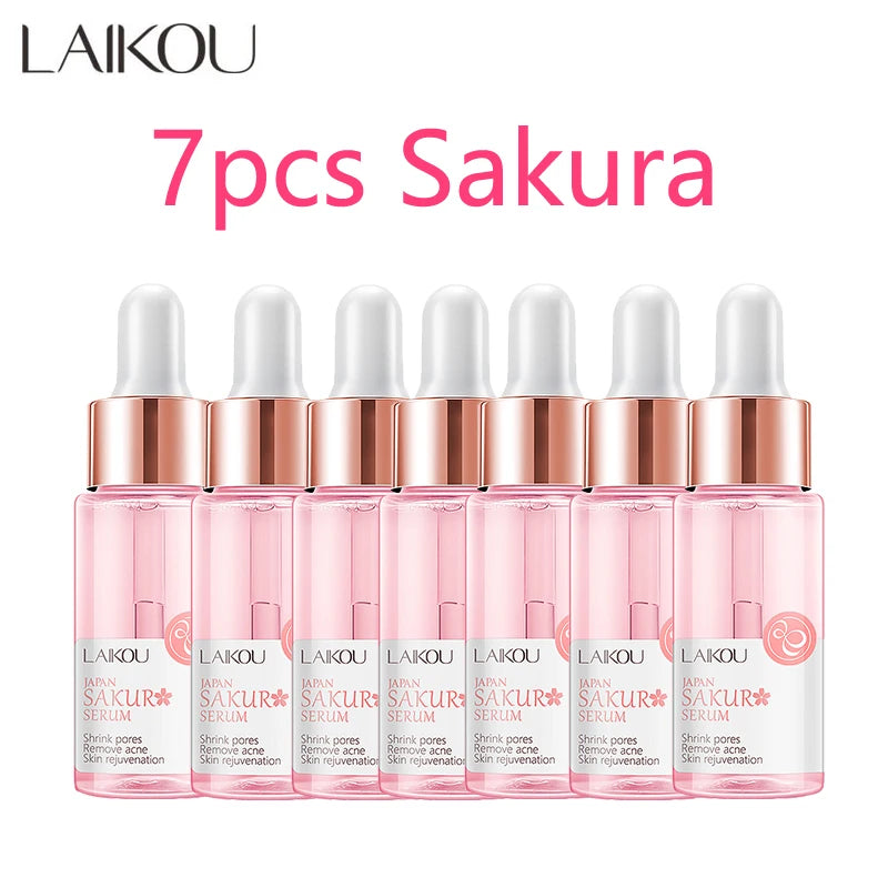 LAIKOU 7 Bottles 24K Gold Snail Sakura Hyluronic Acid Vitamin C Nicotinamida Rose Blueberry Serum Japan Essential Face Essences