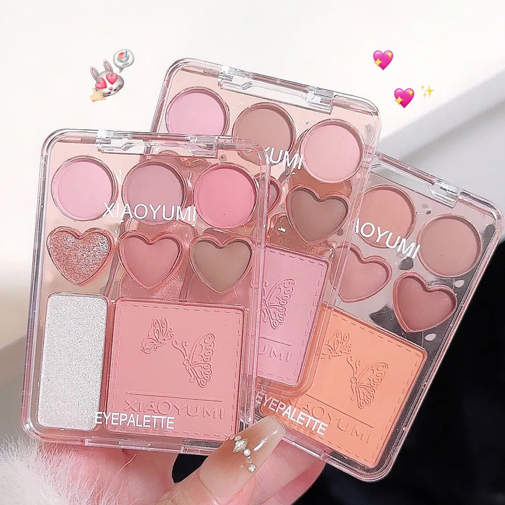8-Color Love Eyeshadow Palette Blush & Highlighter Combo