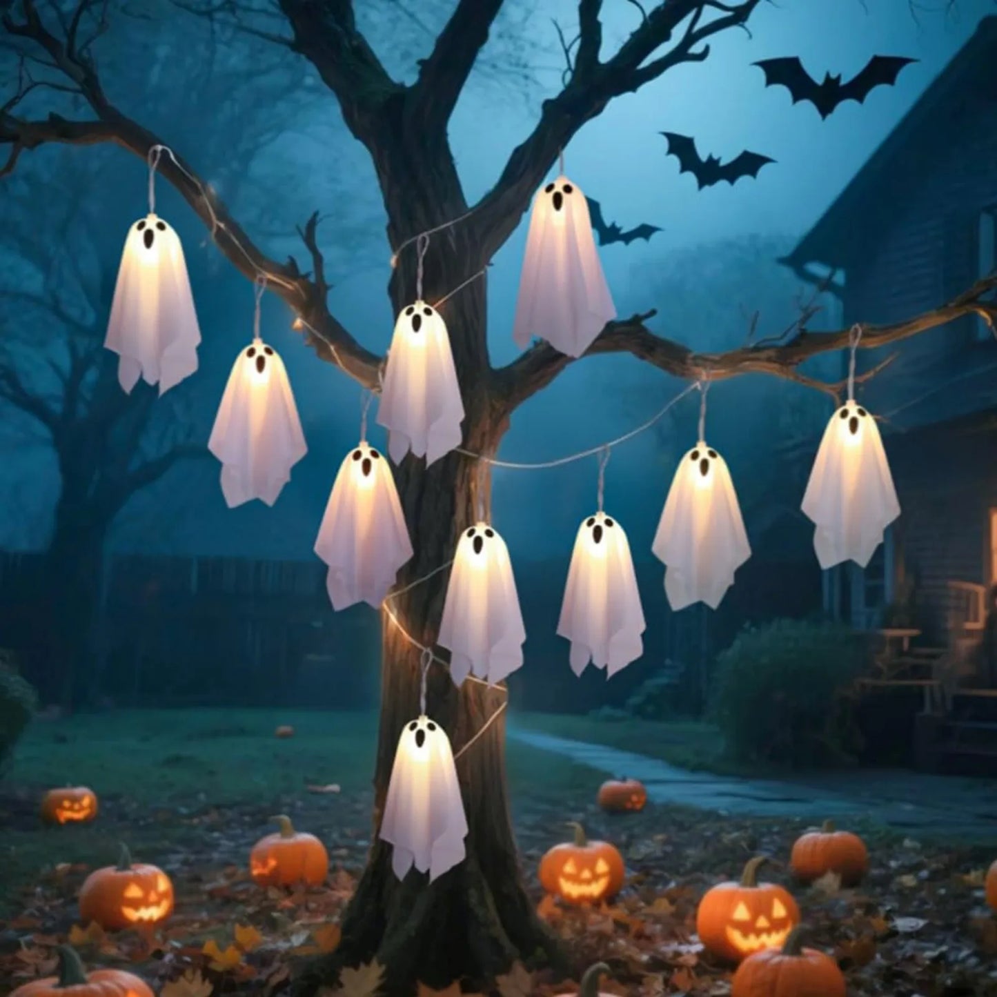 Halloween Ghost White Ghost Hanging Light Ghosts HorrorProps for Halloween Party White Flying Ghosts Haunted House Decor