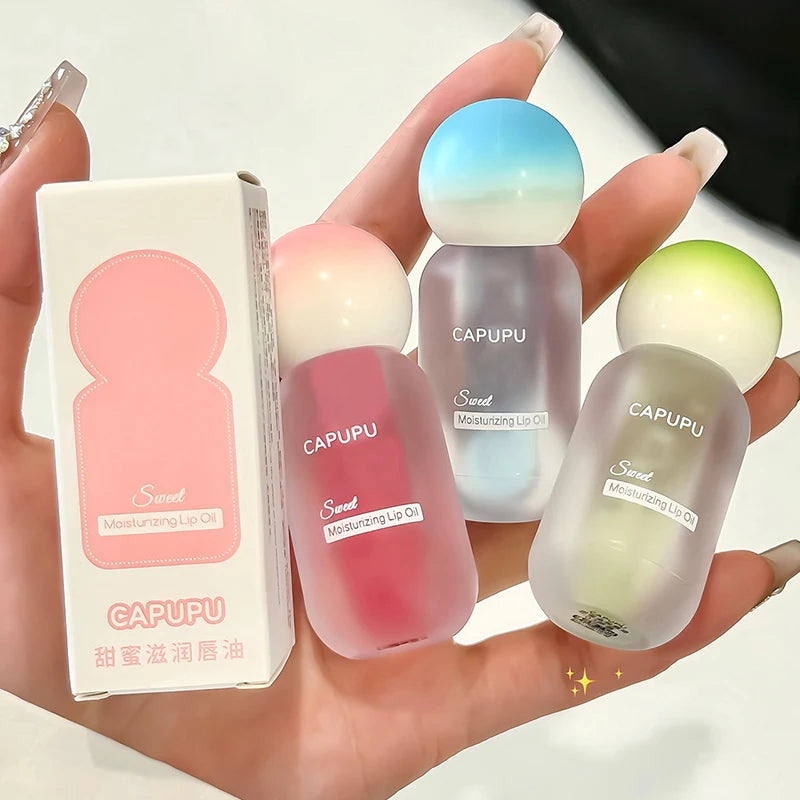 Peach Water Light Lip Gloss Hydrating Transparent Glass Fruit Crystal Jelly Lip Oil Plumping