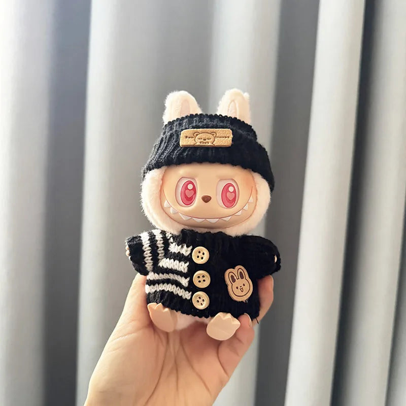 Labubu Sitting Party Series I & II – Bunny Sweater Outfit for Mini Plush Dolls Vervelle