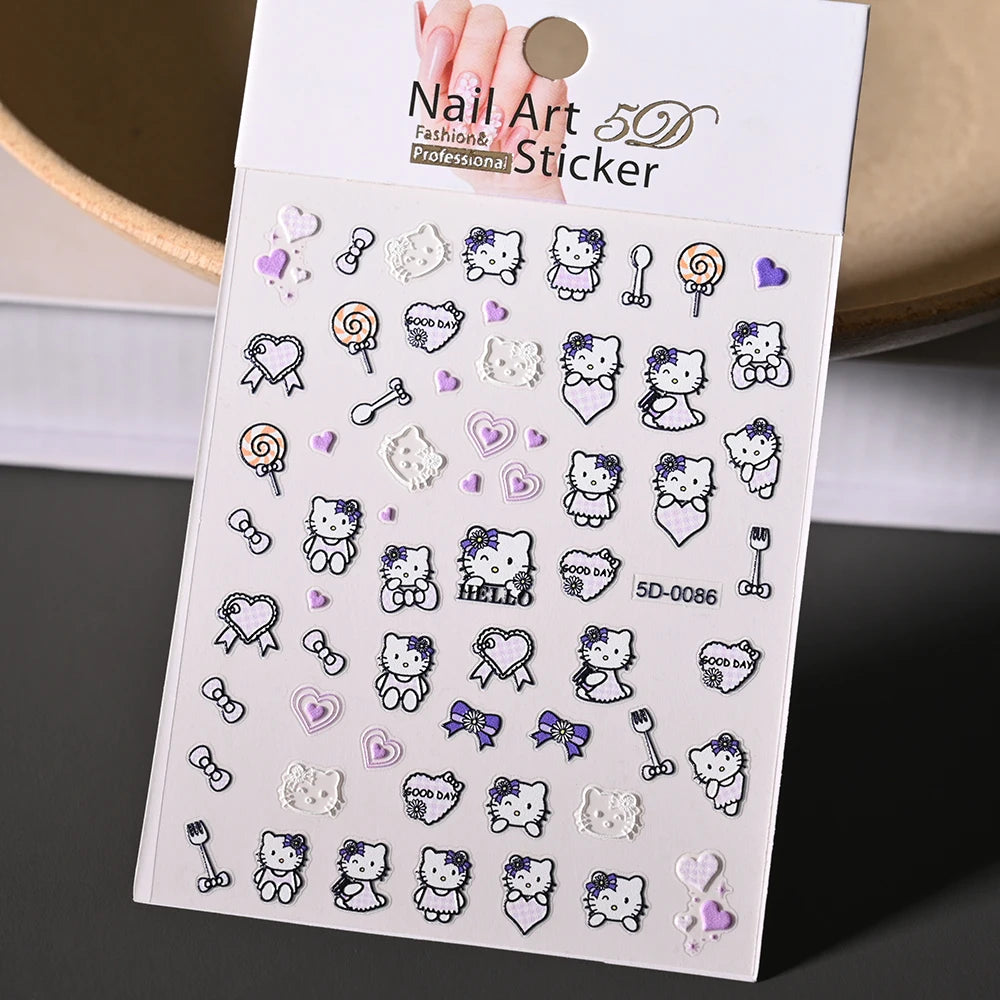 1Pcs 5D Sanrio Hello Kitty & My Melody Nail Sticker
