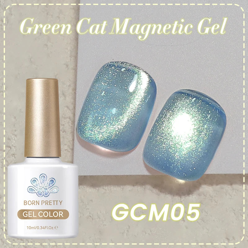 BORN PRETTY 10ml Green Cat Magnetic Gel Holographic UV