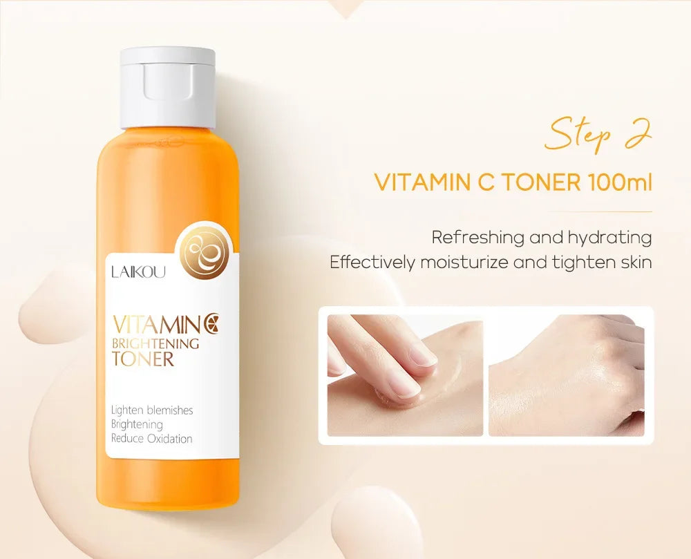 Vitamin C Skin Care Set Deep Cleansing Facial Cleanser Face Cream