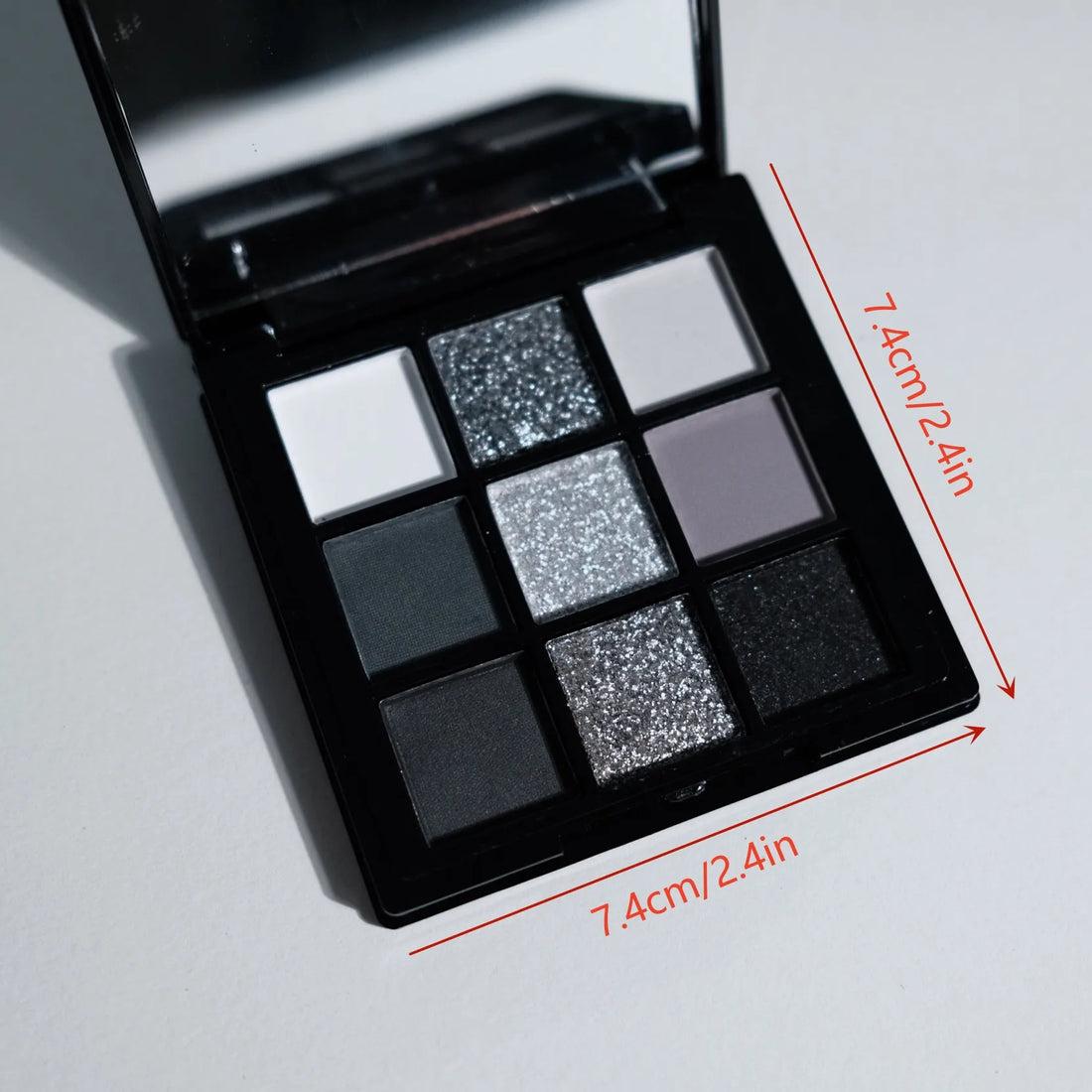 9-Color Eyeshadow Palette Black, Grey & Silver Smokey