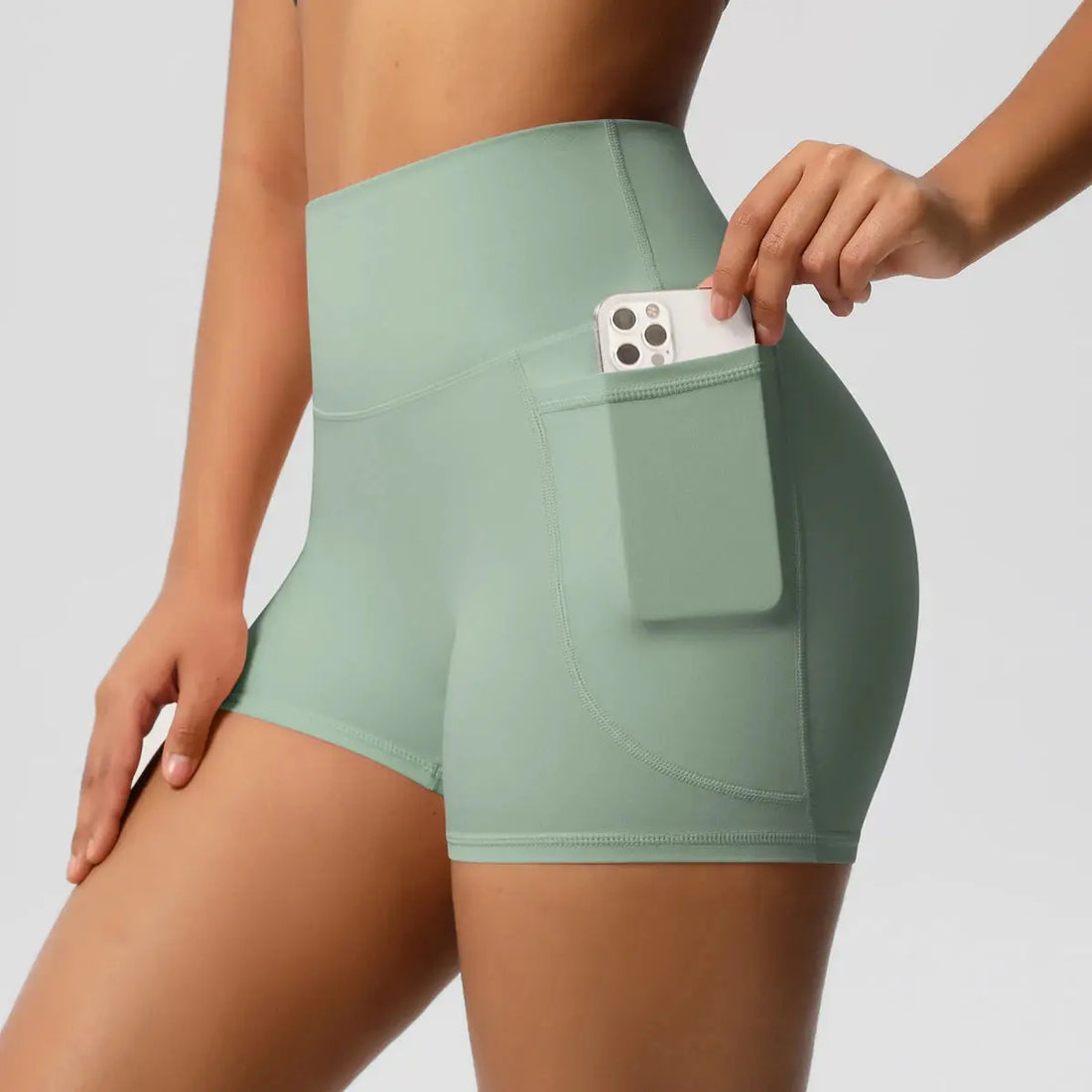 Women’s High-Waist Nylon Yoga Shorts – Tummy Lifting, Pockets, Fitness Vervelle