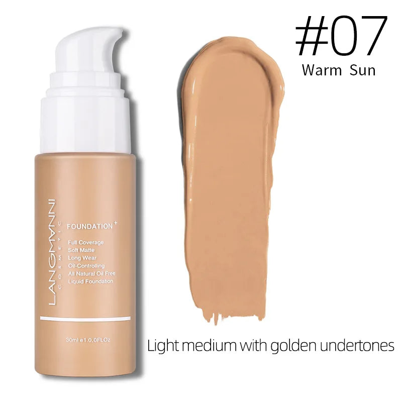 Langmanni 30ml Matte Waterproof Liquid Foundation Vervelle