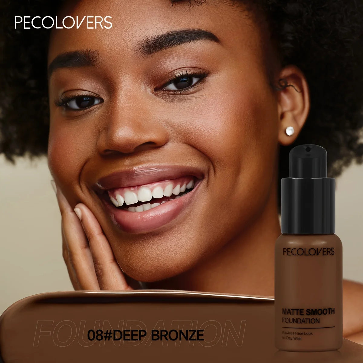 PECOLOVERS Matte Liquid Foundation Full Coverage Vervelle