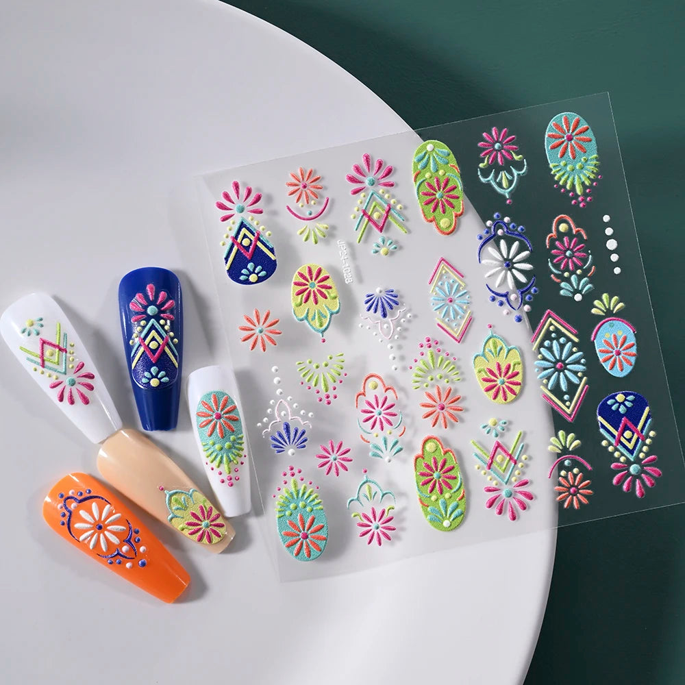 1PC 5D Macaron Flower & Fruit Nail Charms Sticker