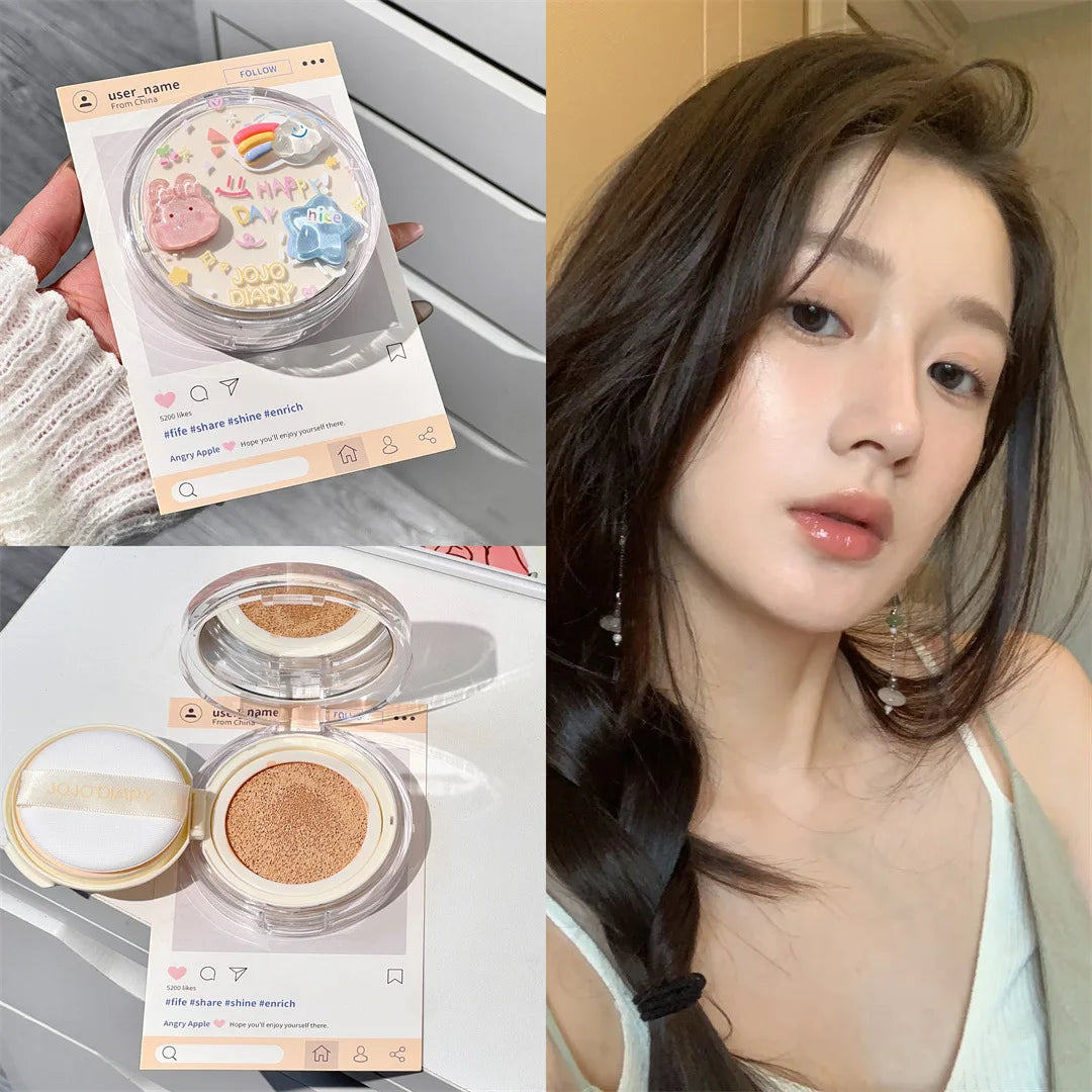 3-Color Korean Air Cushion BB Cream – Waterproof Face Concealer Set Vervelle