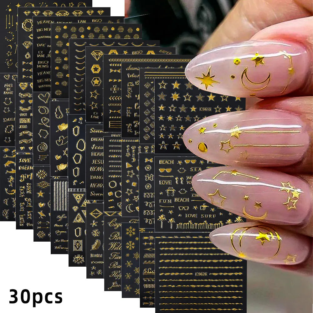 3D Colorful Flower Nail Stickers Cherry Blossom Rose