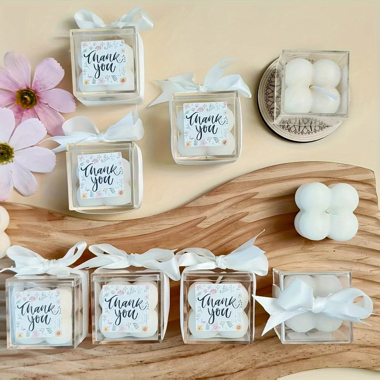 8 Sets Mini Cube Candles – Bridal & Baby Shower Favors