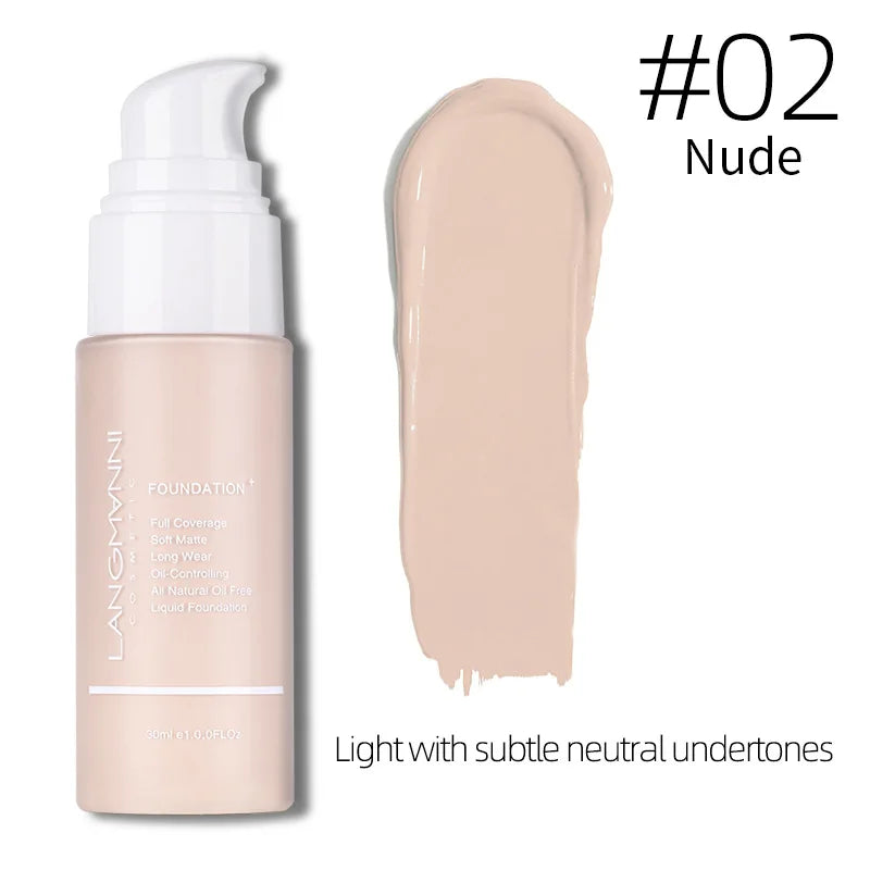 Langmanni 30ml Matte Waterproof Liquid Foundation Vervelle