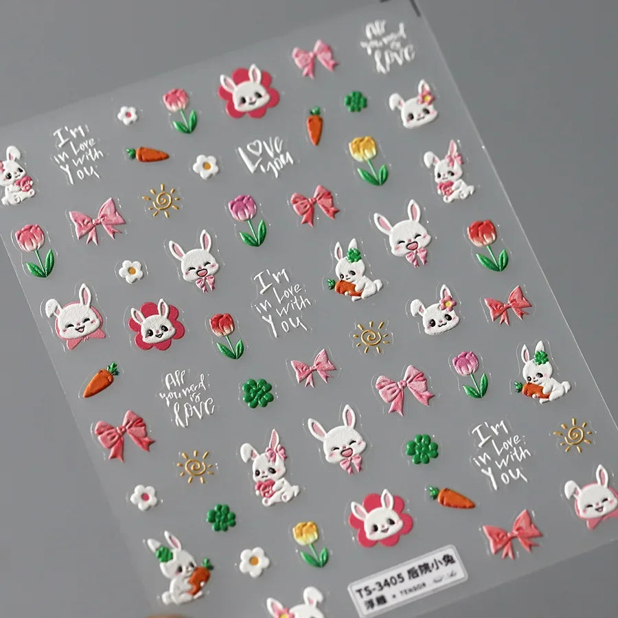 5D Fruit & Bowknot Nail Stickers Strawberry Cherry