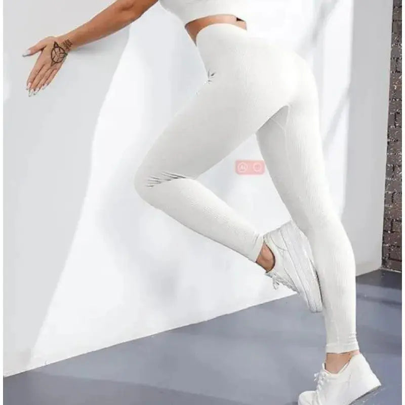 Women High Waist Thread-Knit Seamless Leggings Hip-Lifting Fitness Pants Vervelle