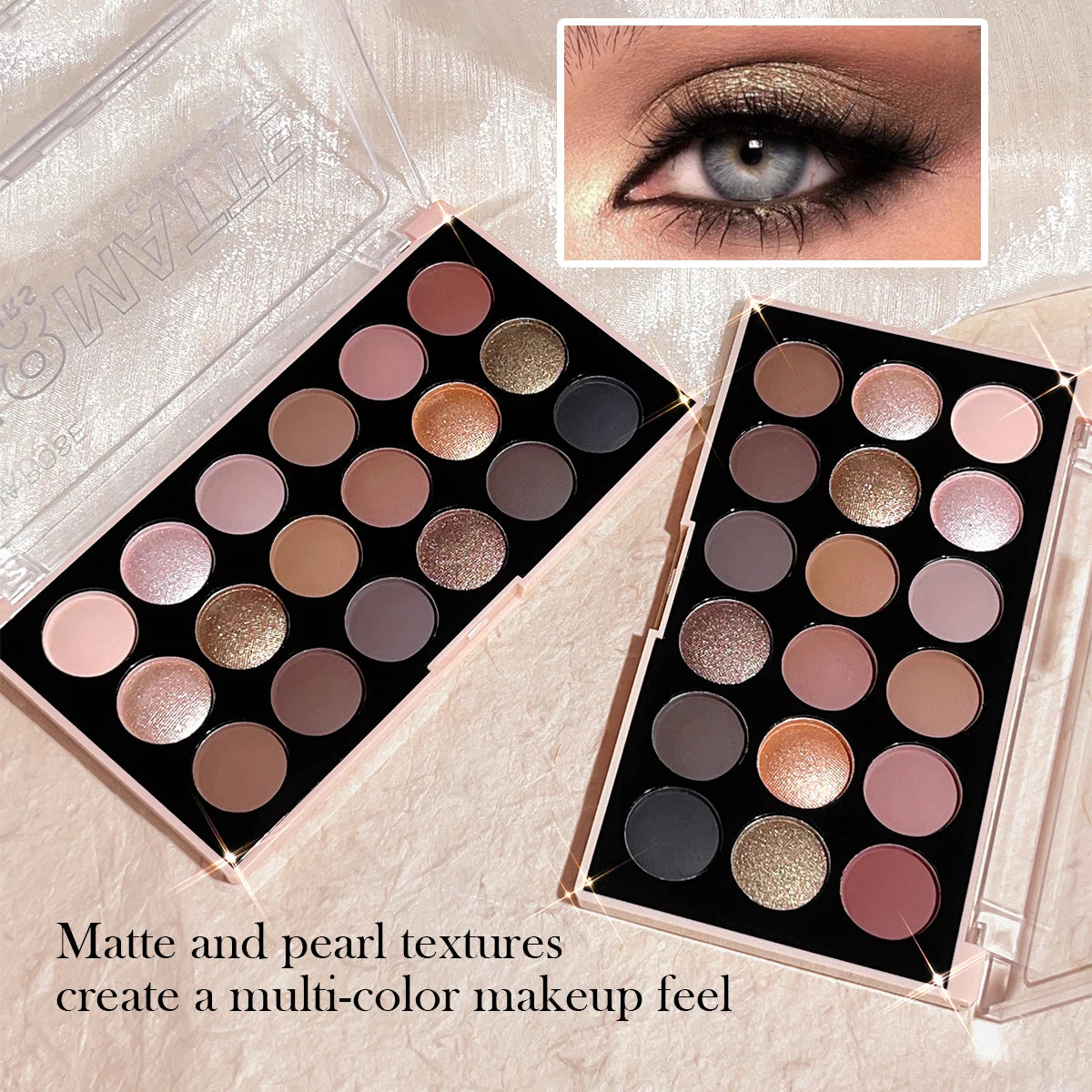 18-Color Eyeshadow Palette – Pearlescent, Matte, Long-Lasting,