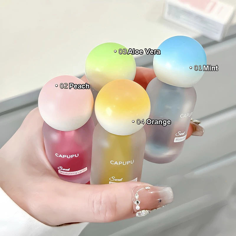 Peach Water Light Lip Gloss Hydrating Transparent Glass Fruit Crystal Jelly Lip Oil Plumping