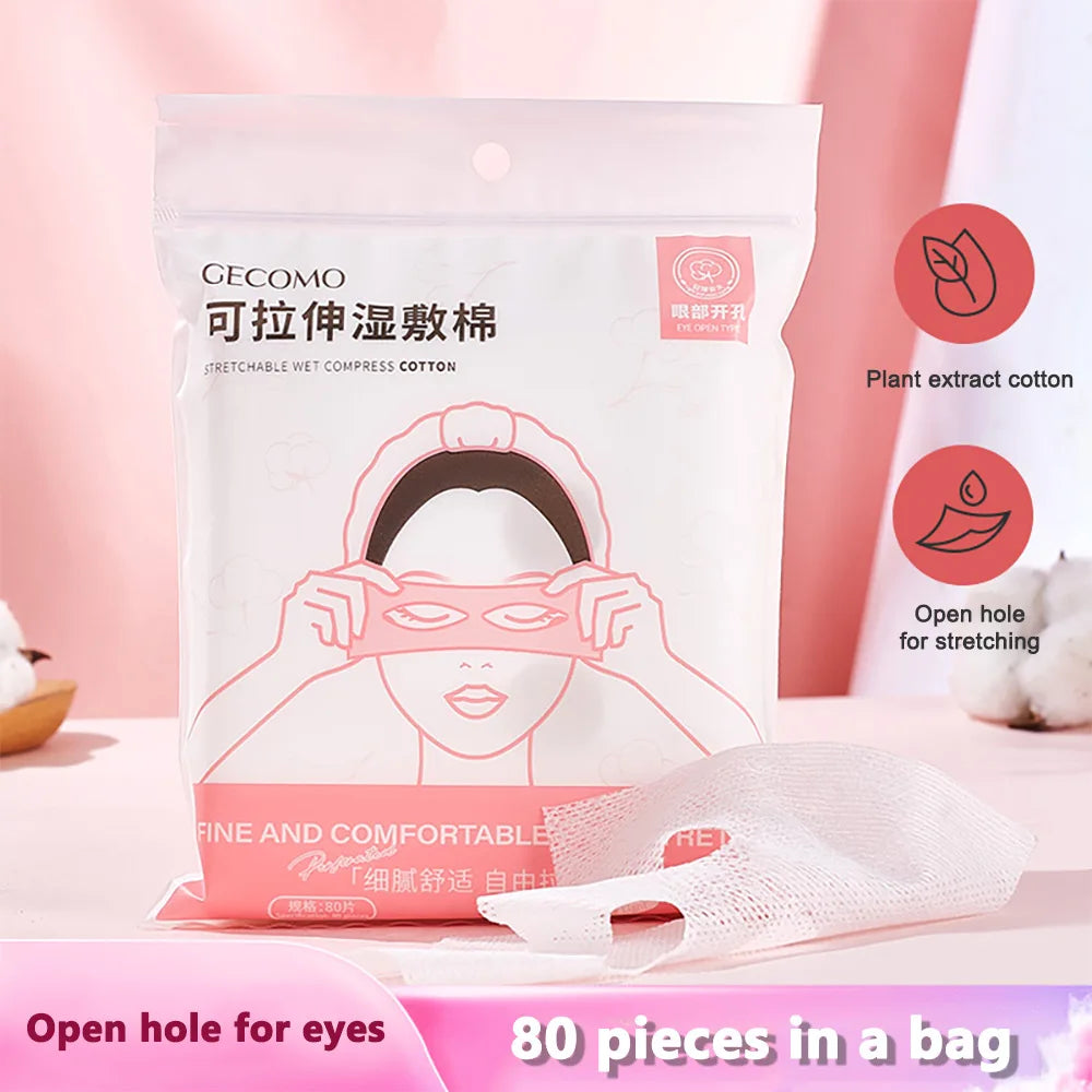 GECOMO 200pcs Stretchable Wet Cotton Pads – Makeup Care