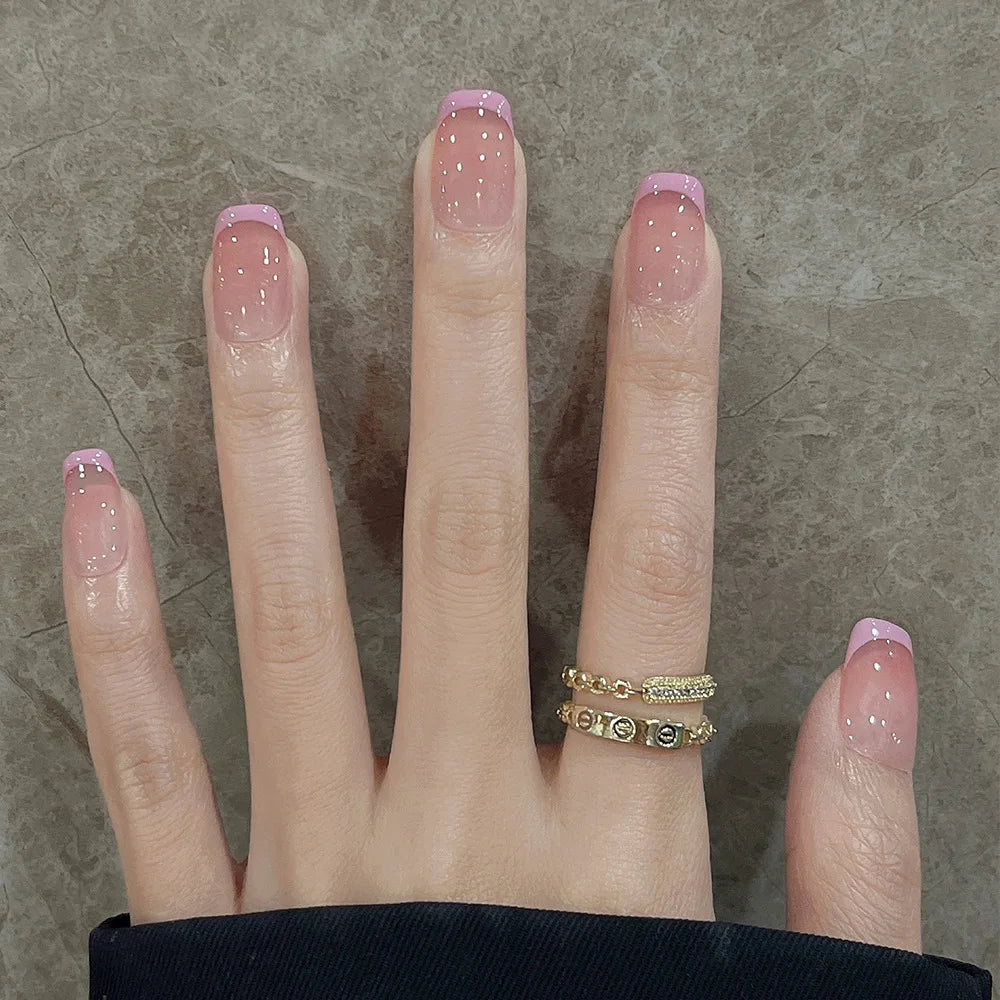 24pcs Short Y2K Rhinestone Press-On Nails with Glue