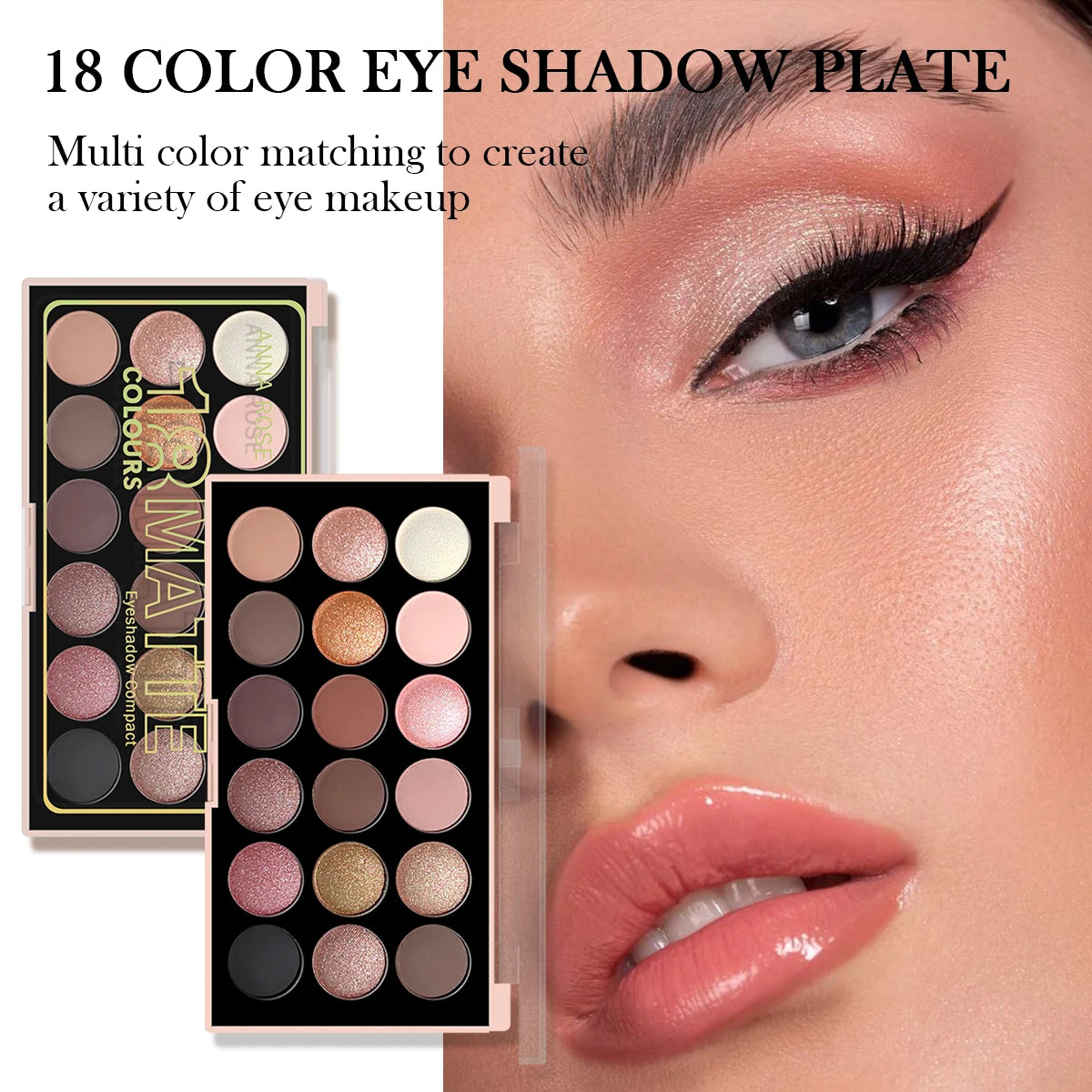 18-Color Eyeshadow Palette – Pearlescent, Matte, Long-Lasting,