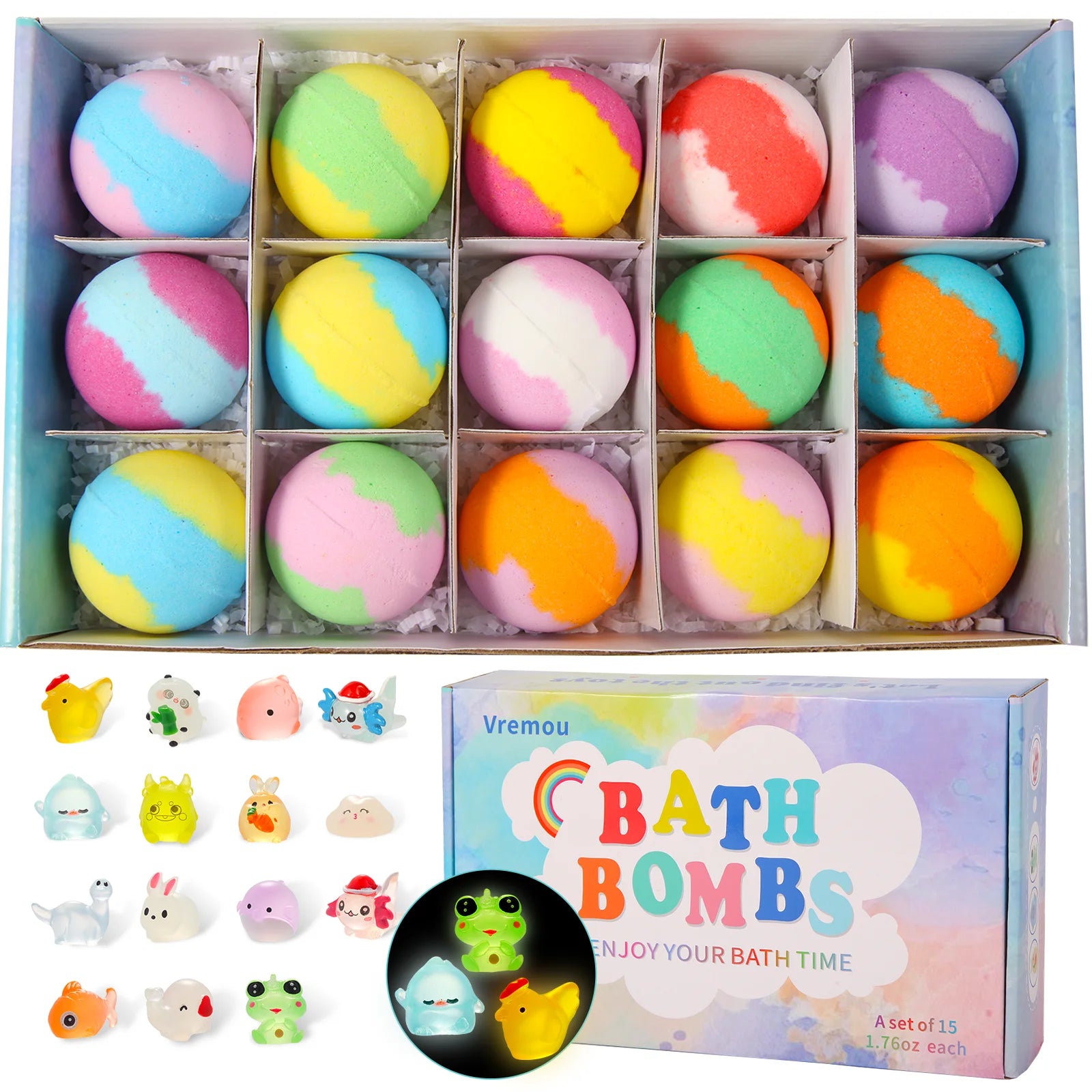 Bath Bombs for Kids with Toys Inside - 15 Fun Gift Set
