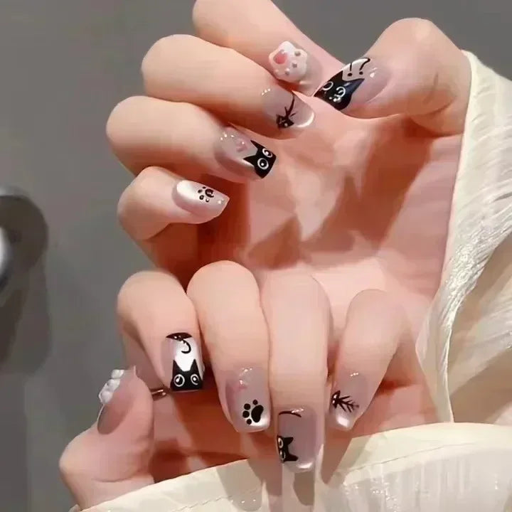 24pcs Short Y2K Rhinestone Press-On Nails with Glue