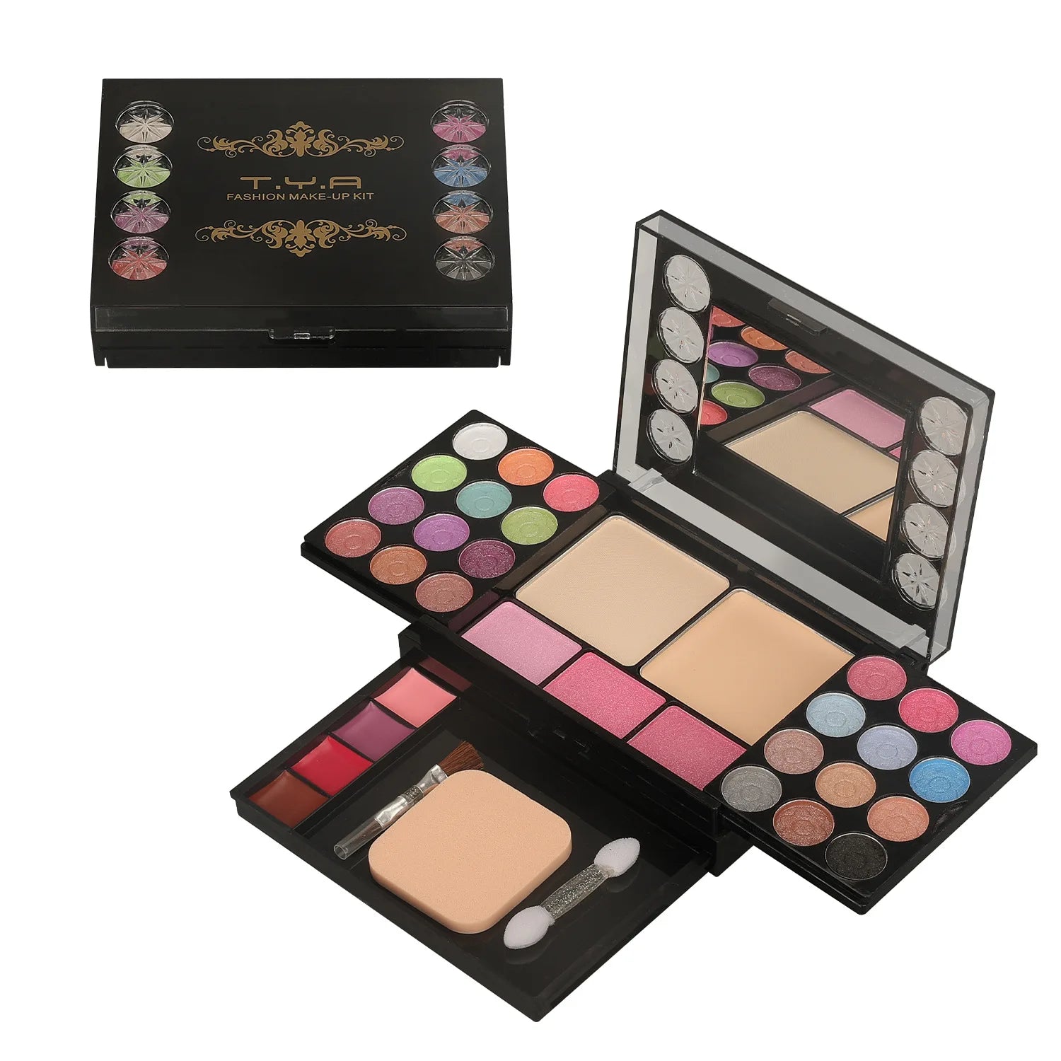 Professional Makeup Set: Eyeshadow, Lipgloss & Foundation Kit