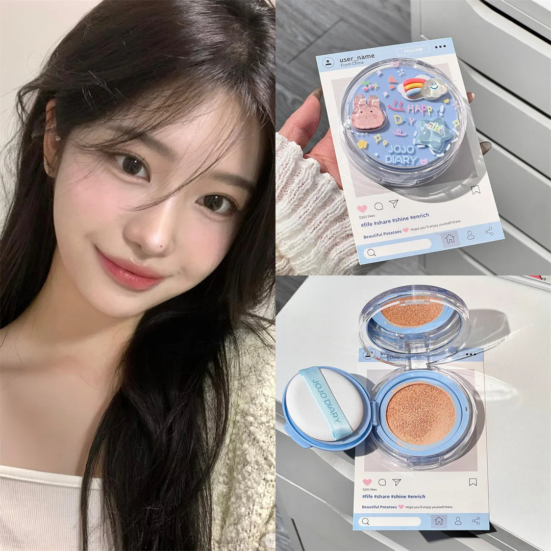 3-Color Korean Air Cushion BB Cream – Waterproof Face Concealer Set Vervelle