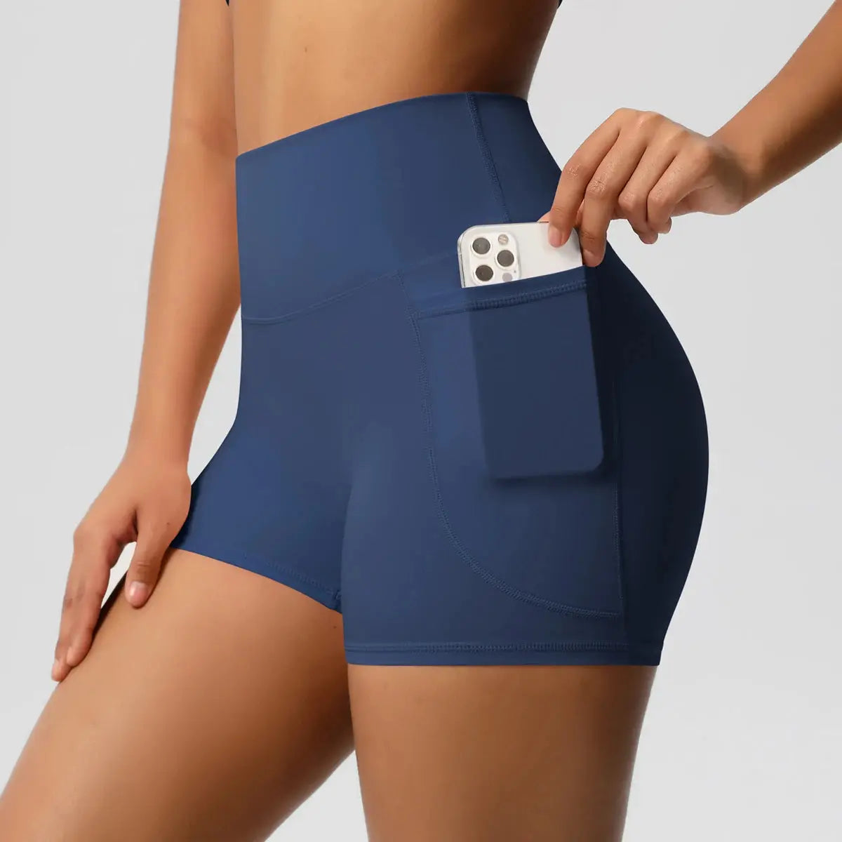 Women’s High-Waist Nylon Yoga Shorts – Tummy Lifting, Pockets, Fitness Vervelle