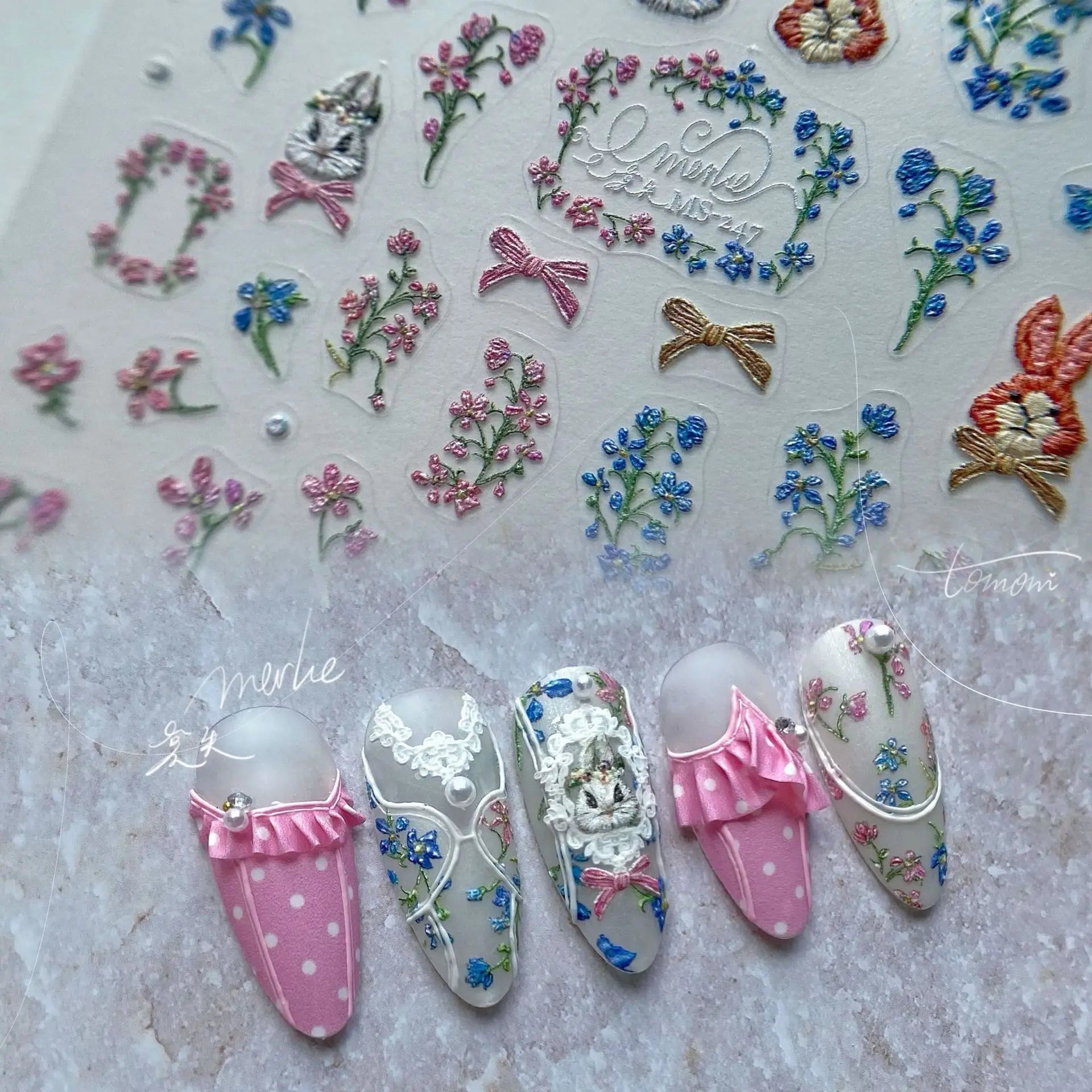 1 Pack 5D Green Four-Leaf Clover Nail Art Stickers
