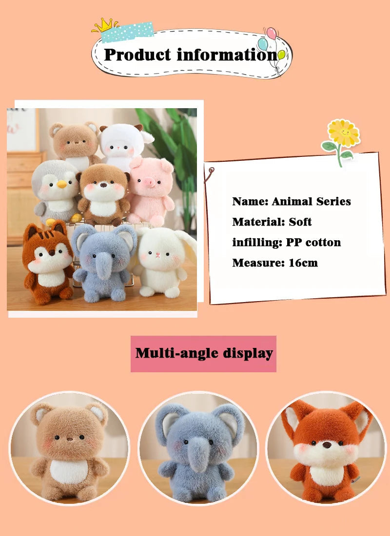 Kawaii Animal Plush Set – 6 Soft Toys Vervelle