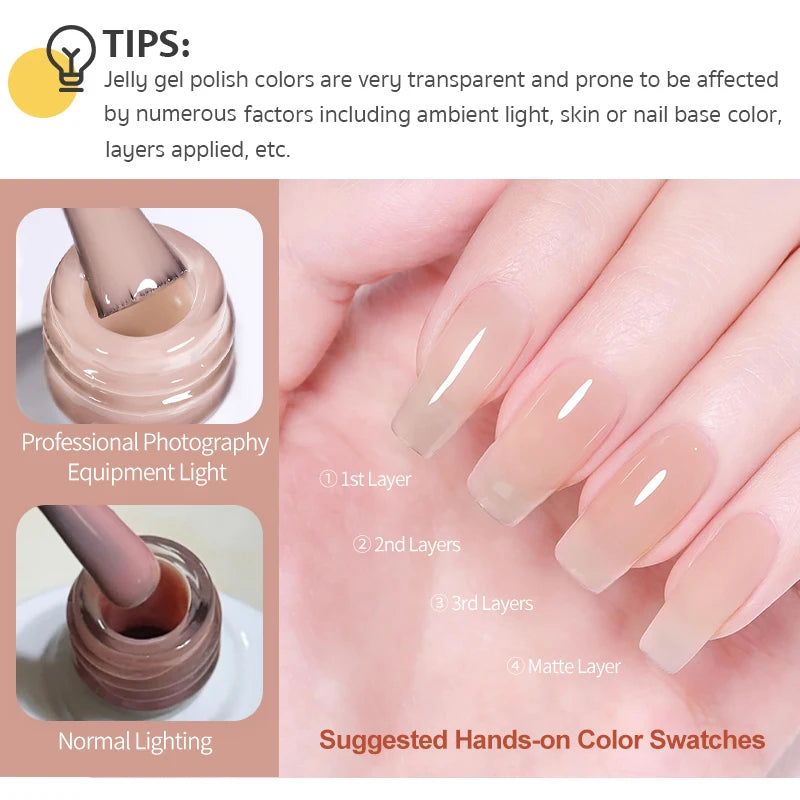 BORN PRETTY Jelly Nude Gel Nail Polish 10ml Light Pink