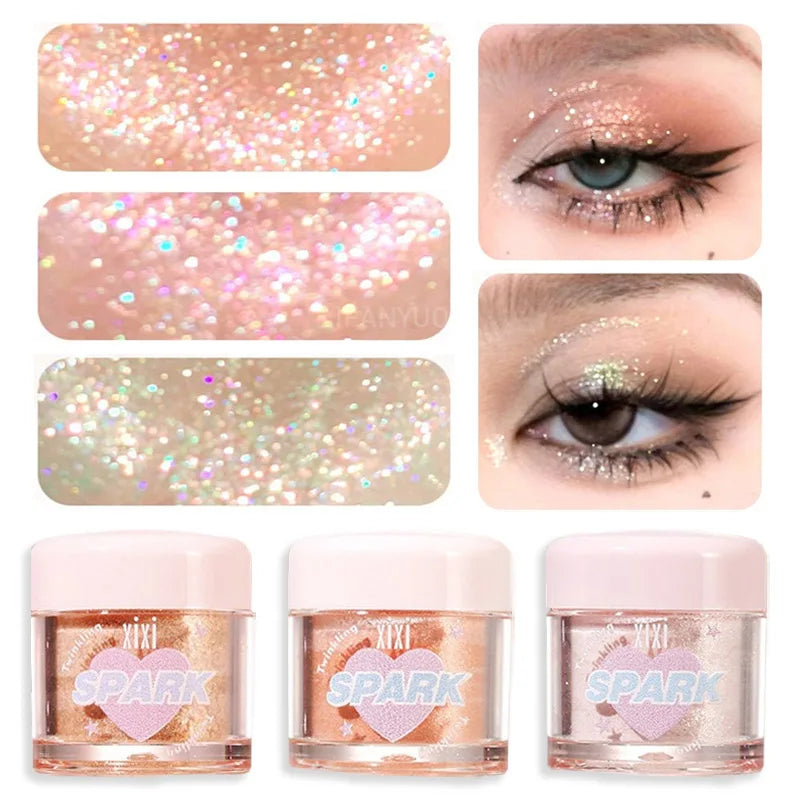 3 Colors Glitter Highlighters Powder Diamond Shimmer Eye Shadow