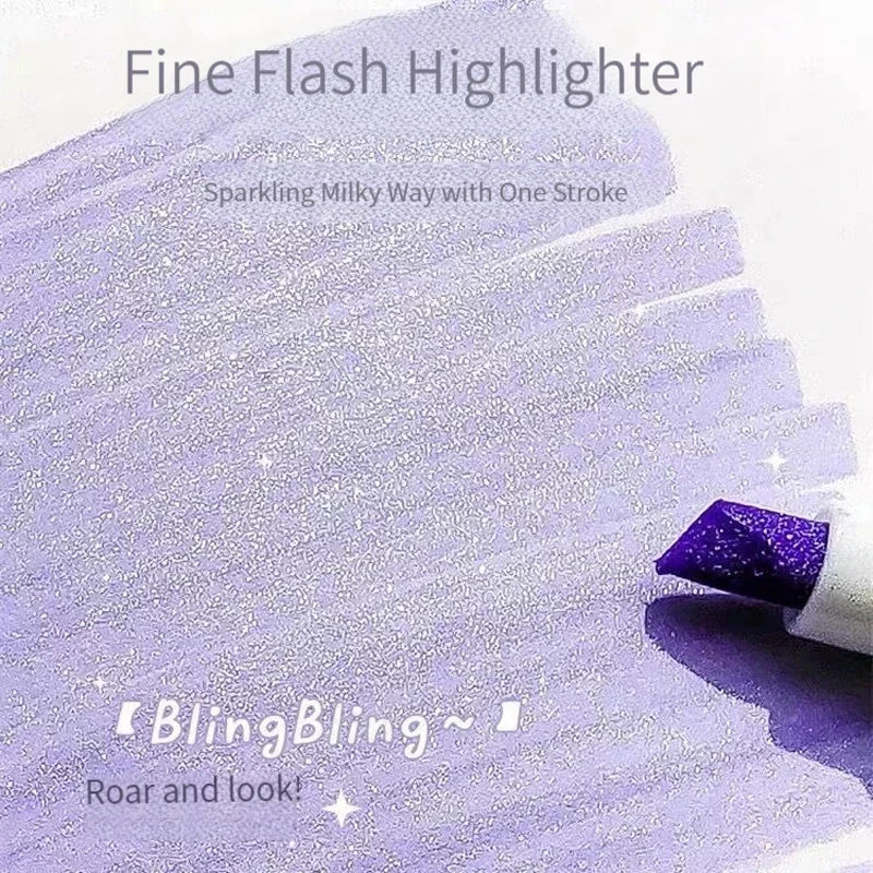 4 Color/Set Glitter Kawaii Glitter Highlighters Markers for Sparkling