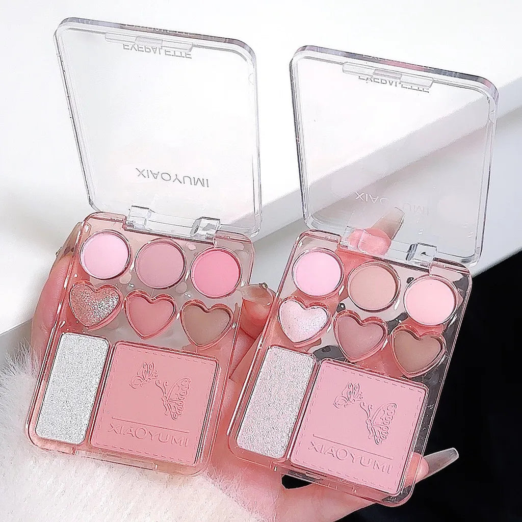 8-Color Love Eyeshadow Palette Blush & Highlighter Combo