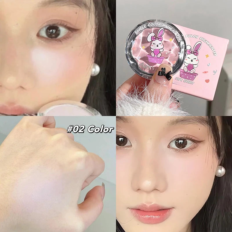 Facial Highlighter Makeup Palette Pink Bunny Face Matte Highlight Lasting Eyeshadow