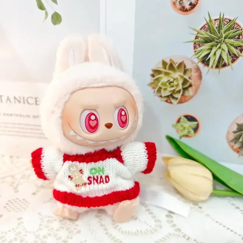 Labubu Doll Clothes Set – Mini Idol V1 & V2 Christmas Sweater, Hat & Scarf Vervelle