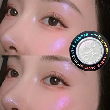 Purple Glitter Highlighter Palette Makeup Waterproof Brightening Eyeshadow Lasting Face