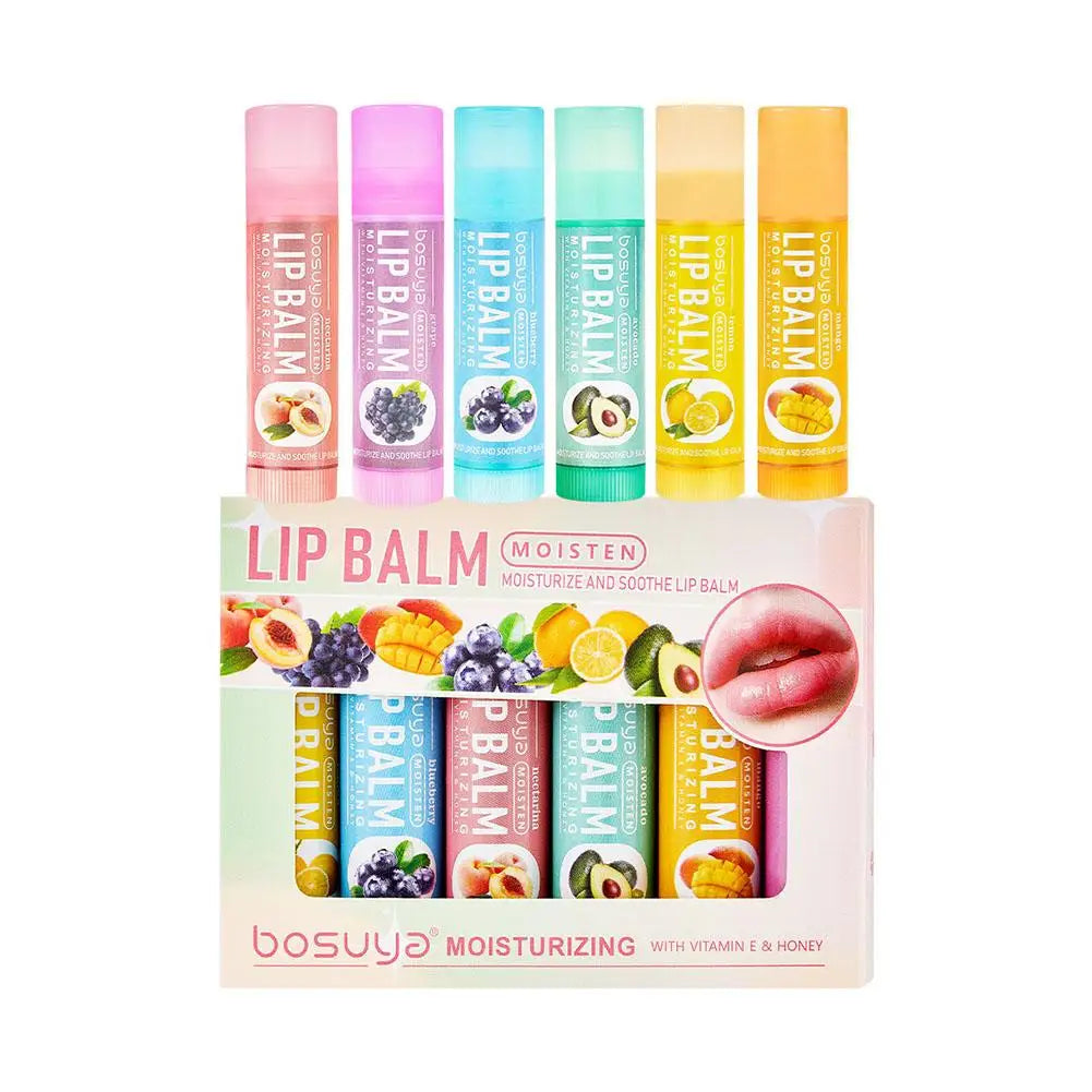 6/24pcs Assorted Fruit Flavor Lip Balm Set – Hydrating & Nourishing for Dry Lips