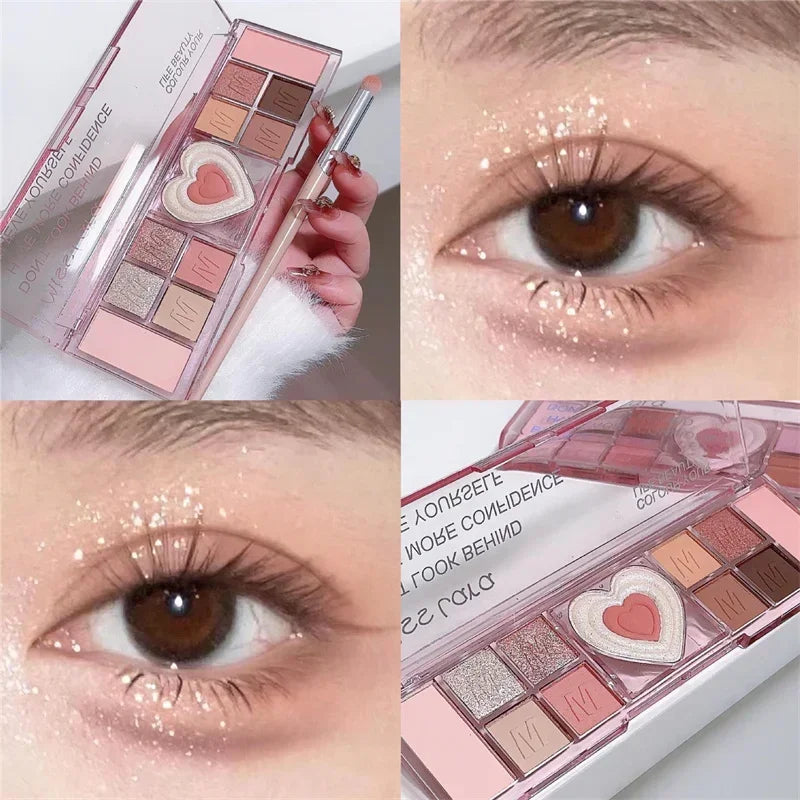 12-Color Love Heart Pink Eyeshadow Palette Matte Shades