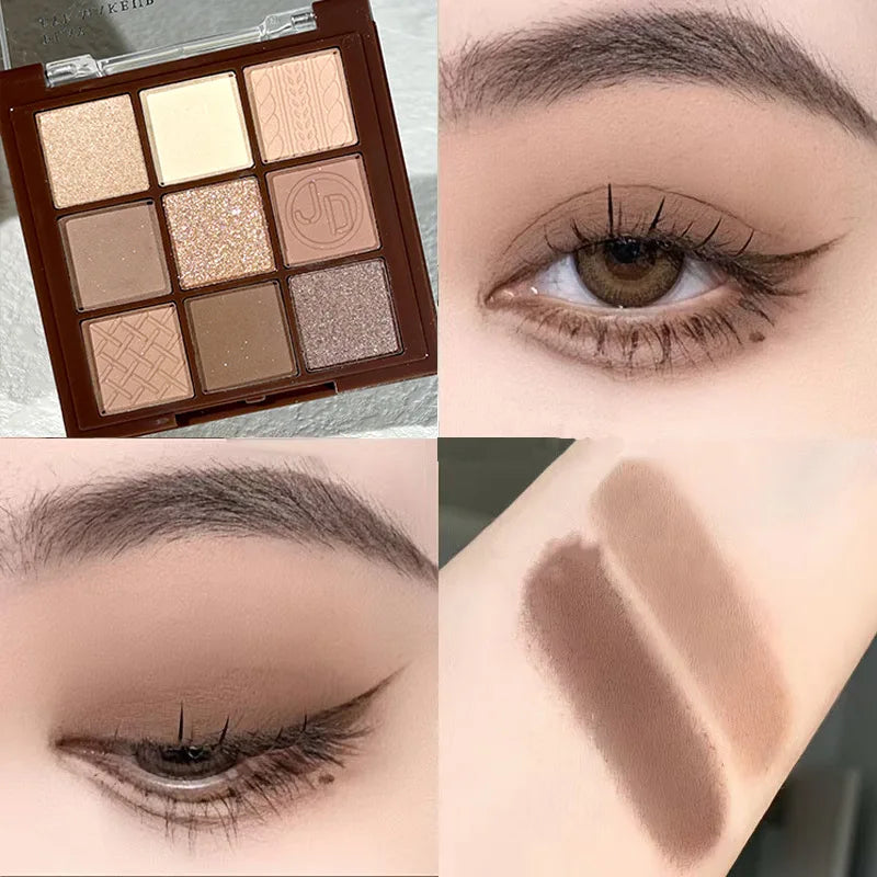 Chocolate Warm Brown Eyeshadow Palette 9 Shades Matte & Glitter