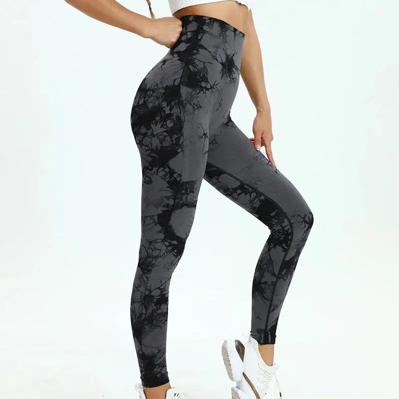 Women High Waist Seamless Tie-Dye Yoga Leggings Peach Butt Fitness Pants Vervelle