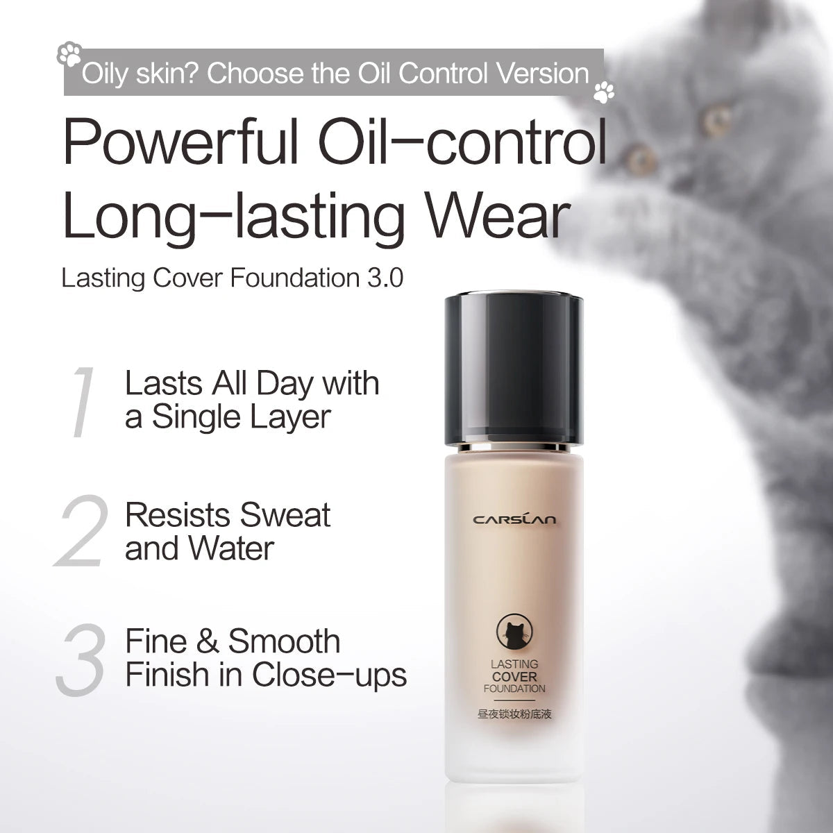 CARSLAN Long-Lasting Matte Liquid Foundation Full Coverage Vervelle