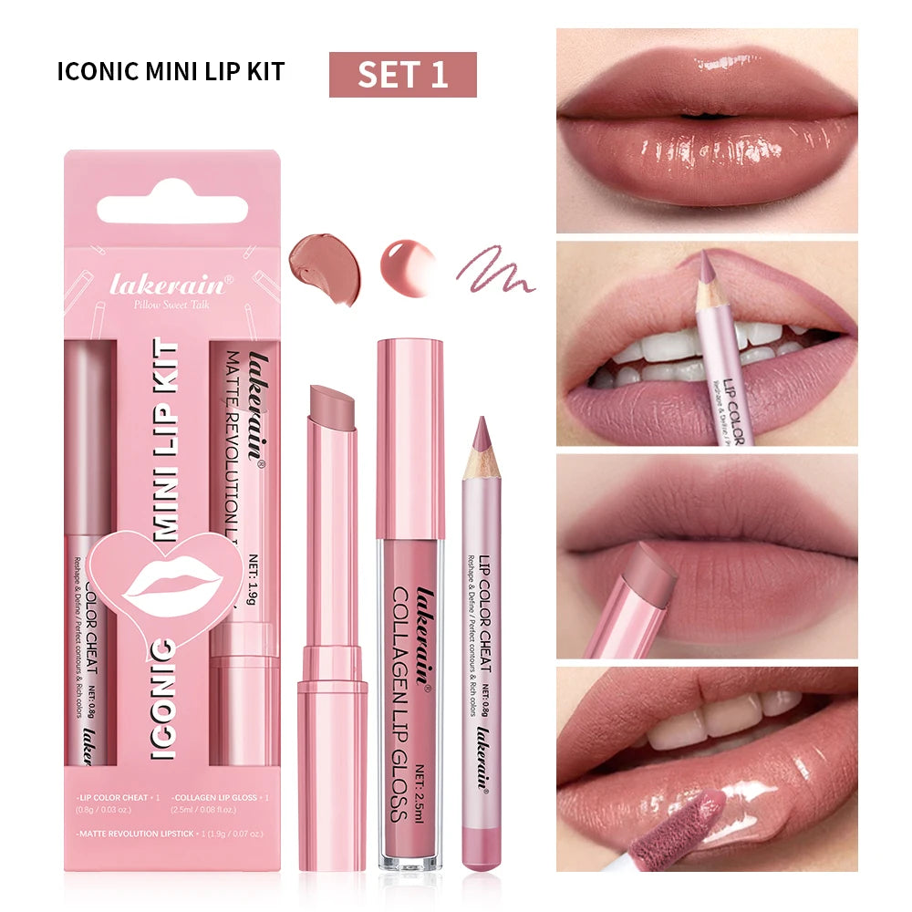 Lip Combo Set – Matte Lipstick, Liner & Gloss